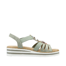 Load image into Gallery viewer, V0245- Slingback Flower Strap Sandal- Green- Rieker