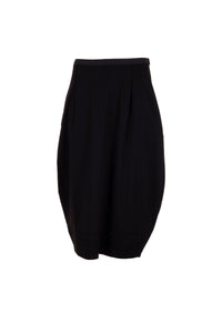 W24199- Jacquard Trimmed Midi Skirt- Black- Peruzzi