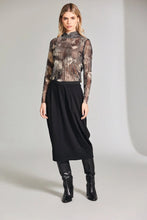 Load image into Gallery viewer, W24199- Jacquard Trimmed Midi Skirt- Black- Peruzzi