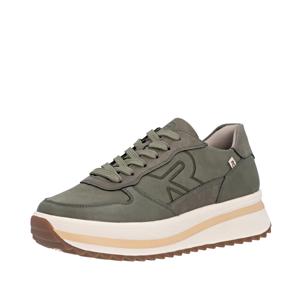 Olive Ripple Sole Trainer - Rieker