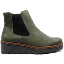 Load image into Gallery viewer, X9172- Wedge Zip Ankle Boot- Forest Green- Rieker