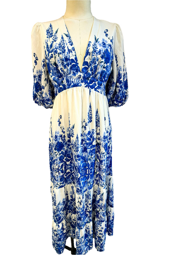 P6201- Blue Floral Print Dress - Milo’s