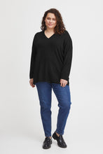 Load image into Gallery viewer, 2647- Knitted Long Sleeve Top- Black- Fransa Plus
