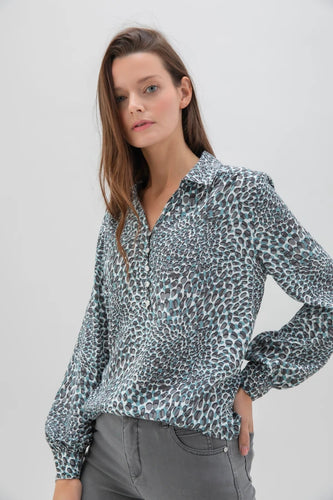 7691 - Speckled Print Blouse - Marble