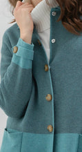 Load image into Gallery viewer, 7630 - Two-Toned Button-up Cardigan - Teal - Marble