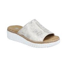 Load image into Gallery viewer, 69288- Beige &amp; Metallic Slip on Sandals- Rieker