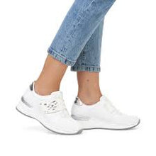 Load image into Gallery viewer, N4354- White/Silver Velcro Trainer- Rieker