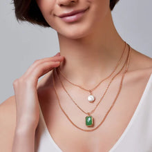 Load image into Gallery viewer, Green &amp; Freshwater Pearl Layered Necklace- Knight &amp; Day