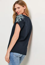 Load image into Gallery viewer, 320176- Navy Shoulder Print T-shirt- Cecil