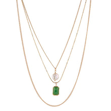 Load image into Gallery viewer, Green &amp; Freshwater Pearl Layered Necklace- Knight &amp; Day