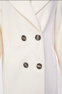 23120- Cream Wool Coat with Pleated Cuff- Kate Cooper