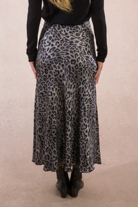Lepoard Print Satin Skirt - Molly Bracken