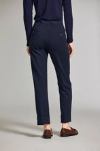 Load image into Gallery viewer, W24121- Classic Straight Leg Turn Up Trousers- Navy- Peruzzi