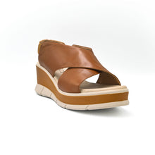 Load image into Gallery viewer, 1040- Wedge Cross Strap Sandal- Tan- Valerias