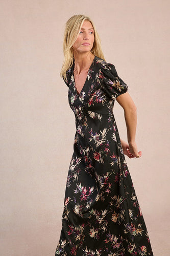Metallic Floral Print Dress - Molly Bracken