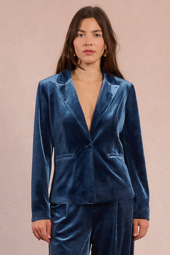 Blue Velvet Blazer - Molly Bracken