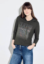 Load image into Gallery viewer, 321128- Foil Print Hoodie T-Shirt- Strong Khaki- Cecil