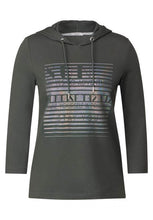 Load image into Gallery viewer, 321128- Foil Print Hoodie T-Shirt- Strong Khaki- Cecil