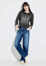 Load image into Gallery viewer, 321128- Foil Print Hoodie T-Shirt- Strong Khaki- Cecil