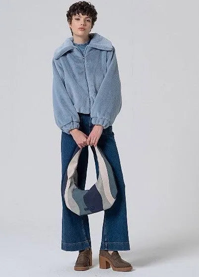 Dusty Blue Short Faux Fur Jacket  - Surkana