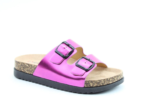 Totnes Double Buckle Slider- Fuchsia- Heavenly Feet