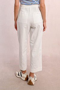 163 - High-Waist Straight-Leg Trousers - White - Molly Bracken