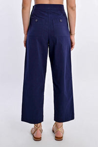 163 - High-Waist Straight-Leg Trousers - Navy - Molly Bracken