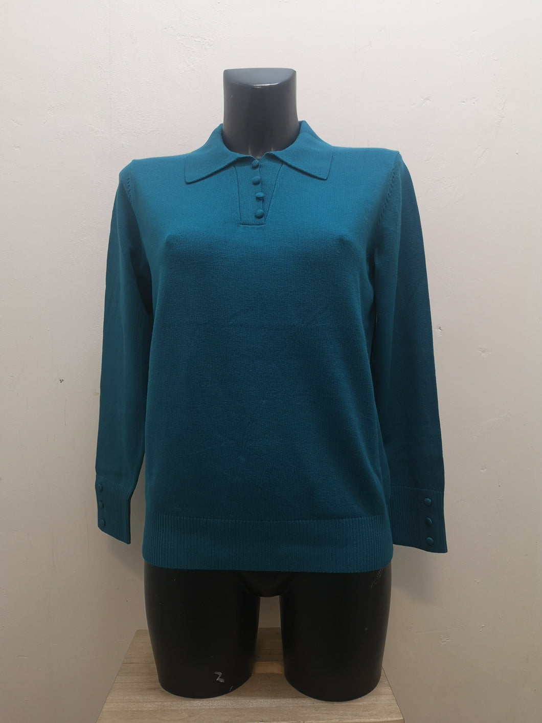 SV349 - Petrol Blue Collar Jumper - Castle