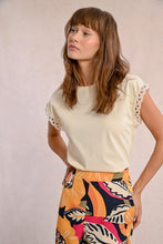 Load image into Gallery viewer, 1783 - T-Shirt with Open-Work Sleeves - Cream - Molly Bracken