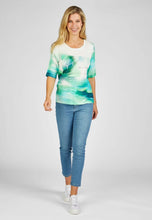 Load image into Gallery viewer, 214350- Green &amp; White Ombre Print TShirt- Rabe