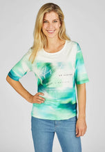 Load image into Gallery viewer, 214350- Green &amp; White Ombre Print TShirt- Rabe