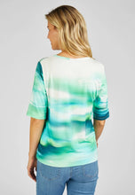 Load image into Gallery viewer, 214350- Green &amp; White Ombre Print TShirt- Rabe