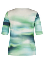 Load image into Gallery viewer, 214350- Green &amp; White Ombre Print TShirt- Rabe