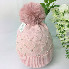Load image into Gallery viewer, 033-PomPom Pearl Hat- Pink