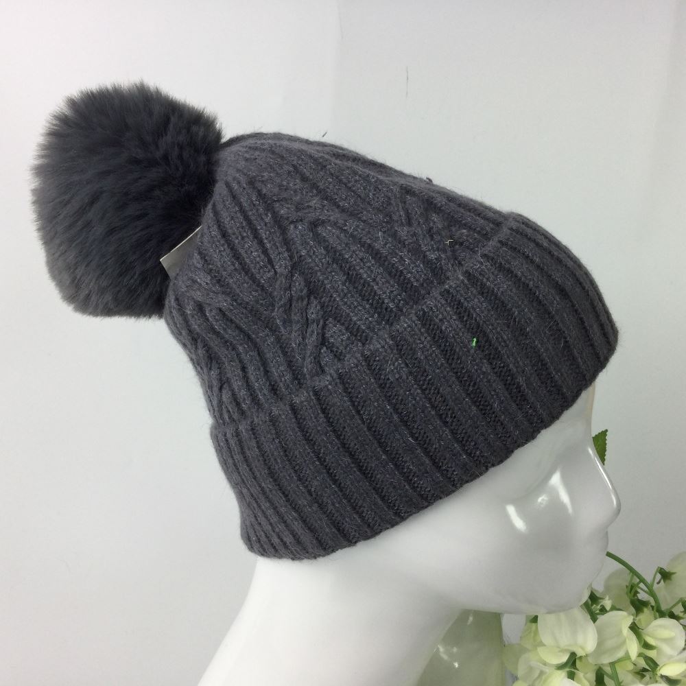 038-PomPom Hat- Dark Grey