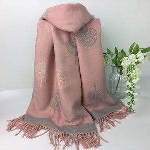 055-Tree Reversible Scarf-Baby Pink