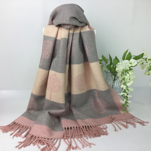 055-Tree Reversible Scarf-Baby Pink