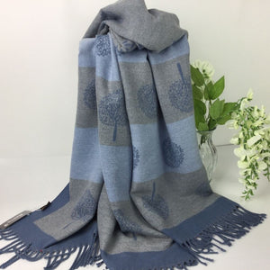 055-Tree Reversible Scarf-Blue