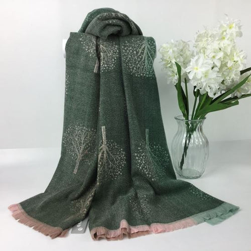 244-056 -Tree  Scarf-Green