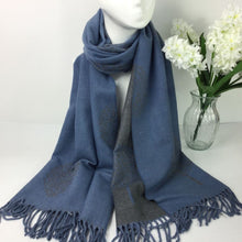 Load image into Gallery viewer, 1908-004-Tassles Scarf-Blue &amp; Dark Grey