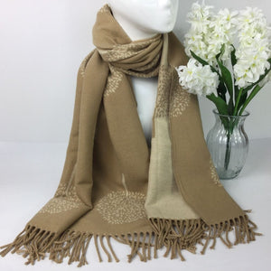 1908-004-Tassles Scarf-Camel