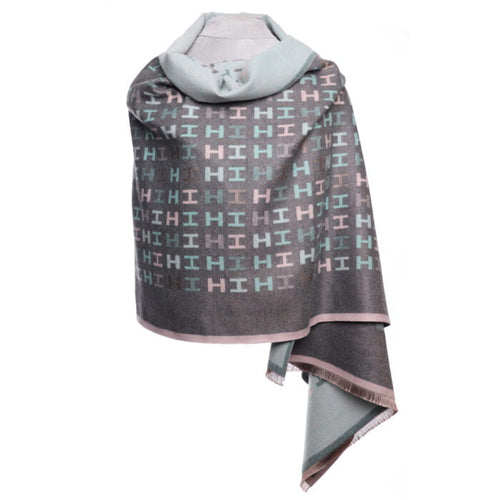 1030008-Mini H Wrap Scarf- Pink/Grey- Zelly