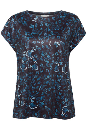 0634-Blue Floral Mix Tee- Fransa