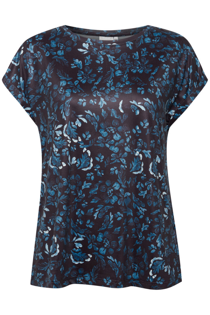 0634-Blue Floral Mix Tee- Fransa