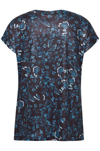 0634-Blue Floral Mix Tee- Fransa