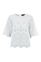 Load image into Gallery viewer, 6523- White Blouse w/ Anglaise Lace detail- Sunday