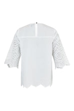 Load image into Gallery viewer, 6523- White Blouse w/ Anglaise Lace detail- Sunday