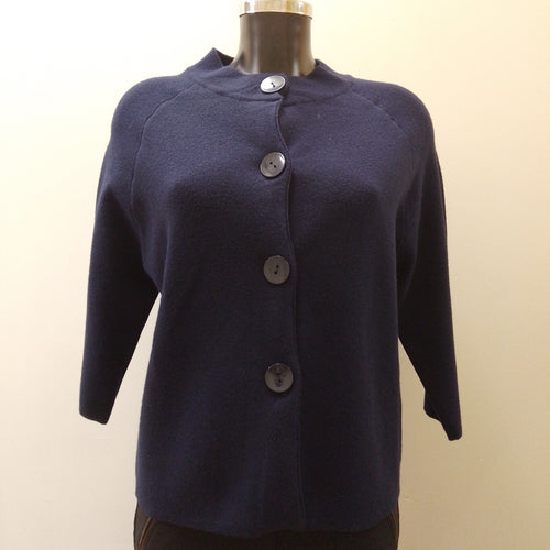 17216 DECK Button Cardigan- Navy