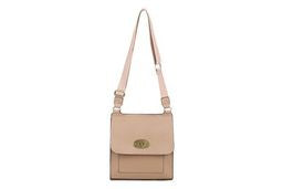 21601- Flap Over Crossbody Bag-Beige