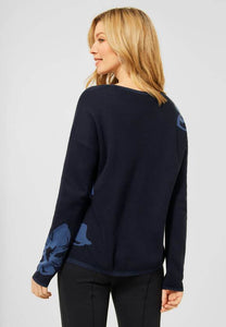 301786- Navy Flower Jumper - Cecil